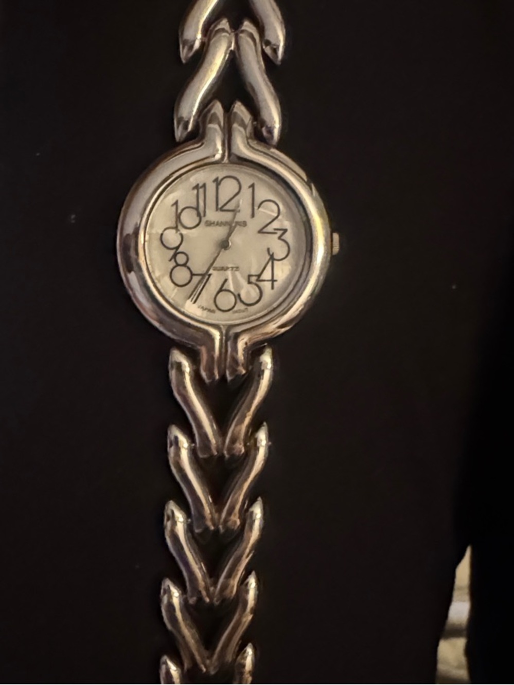 Silver-Tone Women's Bracelet Watch with Linked V-Chain